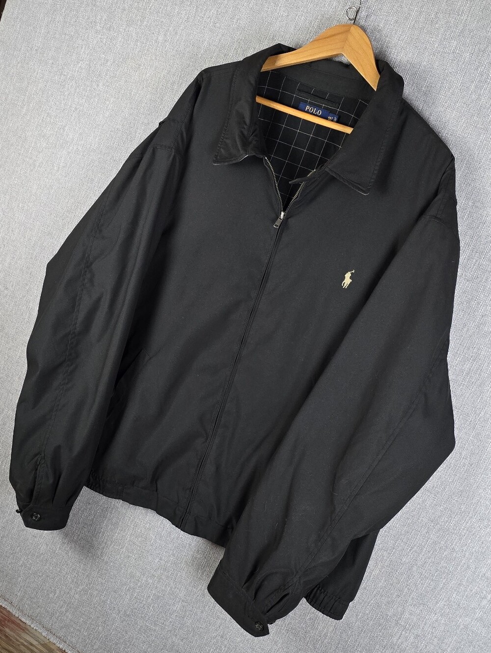 Polo Ralph Lauren Harrington Jacket Black With Beige Pony M4ns Sz 4XLT